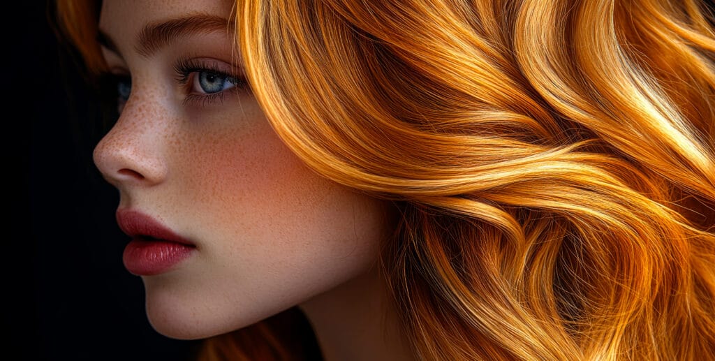 Une femme avec une coloration au henné